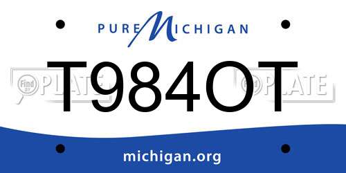 T984OT Michigan License Plate