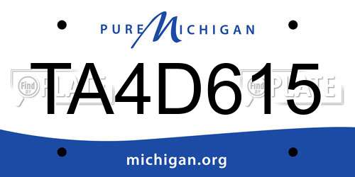 TA4D615 Michigan License Plate