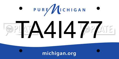 TA4I477 Michigan License Plate