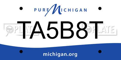 TA5B8T Michigan License Plate