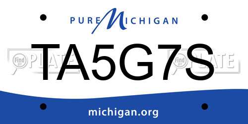 TA5G7S Michigan License Plate