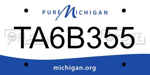 TA6B355 Michigan License Plate