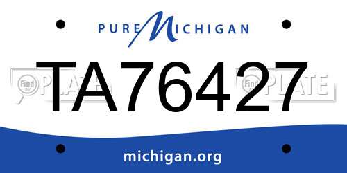 TA76427 Michigan License Plate