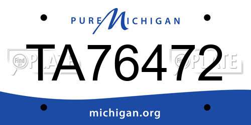 TA76472 Michigan License Plate