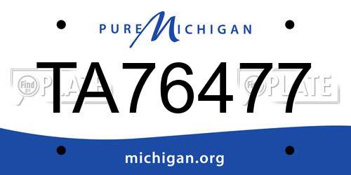TA76477 Michigan License Plate