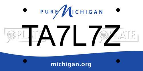 TA7L7Z Michigan License Plate
