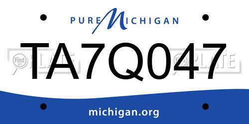 TA7Q047 Michigan License Plate