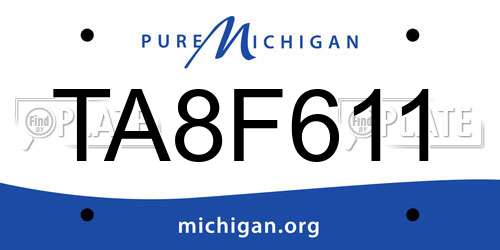 TA8F611 Michigan License Plate