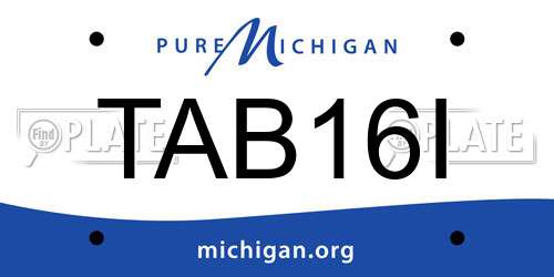 TAB16I Michigan License Plate