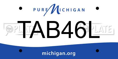 TAB46L Michigan License Plate