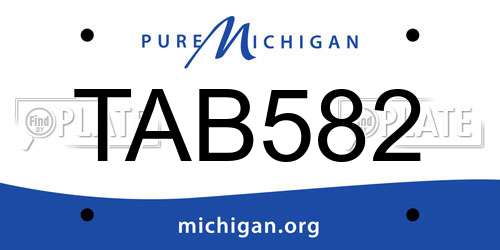TAB582 Michigan License Plate