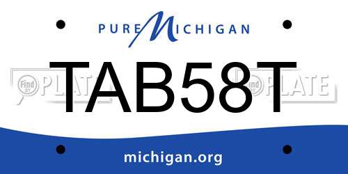 TAB58T Michigan License Plate