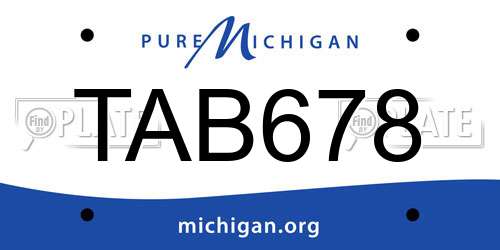 TAB678 Michigan License Plate