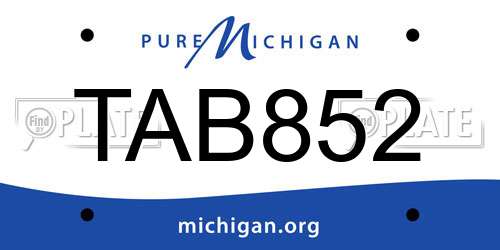 TAB852 Michigan License Plate