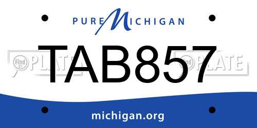 TAB857 Michigan License Plate