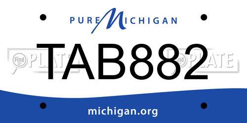 TAB882 Michigan License Plate