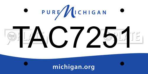 TAC7251 Michigan License Plate