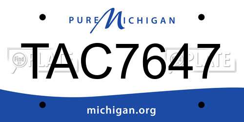 TAC7647 Michigan License Plate