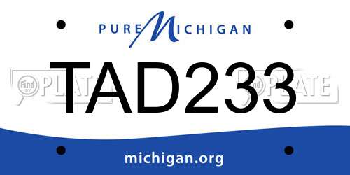 TAD233 Michigan License Plate