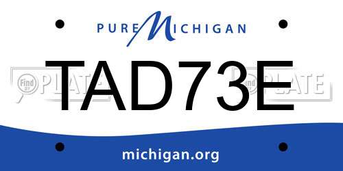 TAD73E Michigan License Plate