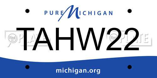 TAHW22 Michigan License Plate