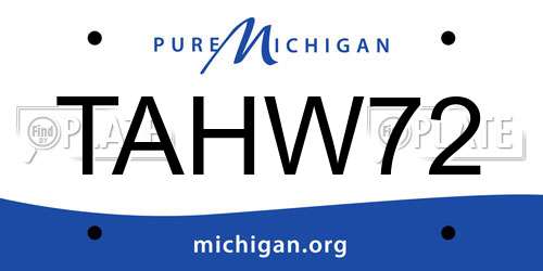 TAHW72 Michigan License Plate