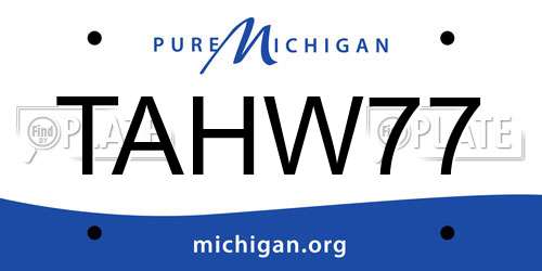 TAHW77 Michigan License Plate