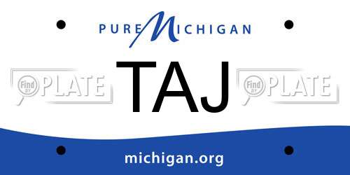 TAJ Michigan License Plate