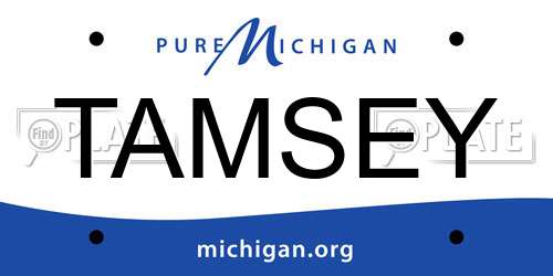 TAMSEY Michigan License Plate