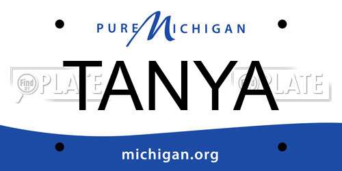 TANYA Michigan License Plate