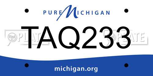 TAQ233 Michigan License Plate