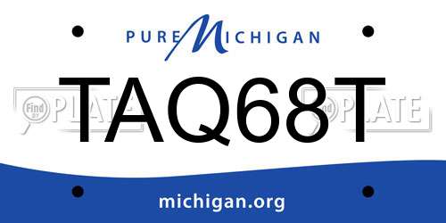TAQ68T Michigan License Plate