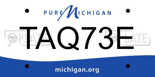 TAQ73E Michigan License Plate