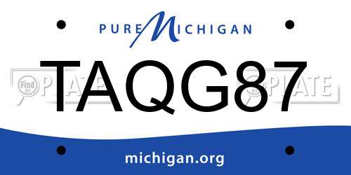 TAQG87 Michigan License Plate