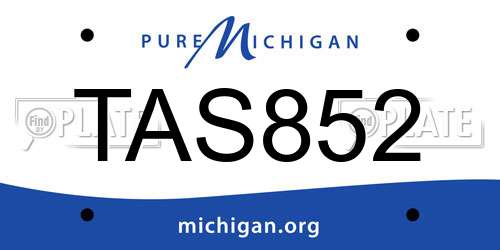 TAS852 Michigan License Plate
