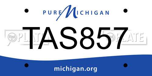 TAS857 Michigan License Plate