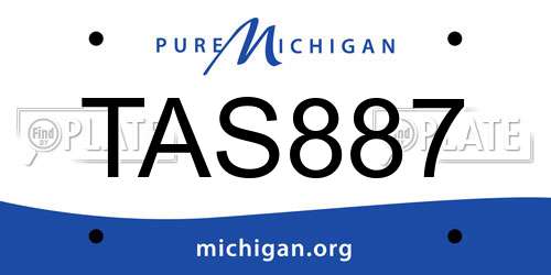 TAS887 Michigan License Plate