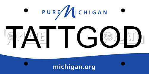 TATTGOD Michigan License Plate