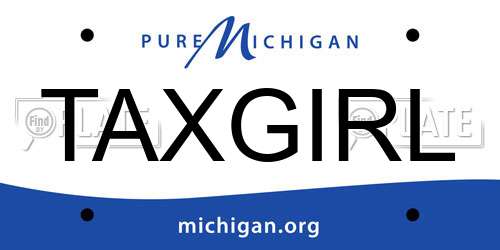 TAXGIRL Michigan License Plate