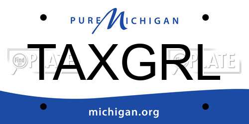 TAXGRL Michigan License Plate