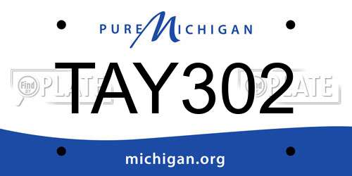 TAY302 Michigan License Plate