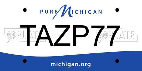 TAZP77 Michigan License Plate