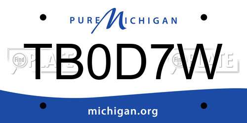 TB0D7W Michigan License Plate