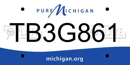 TB3G861 Michigan License Plate