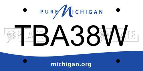 TBA38W Michigan License Plate