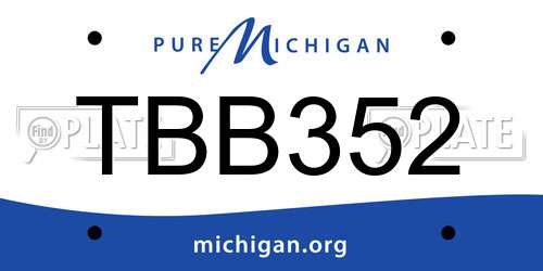 TBB352 Michigan License Plate
