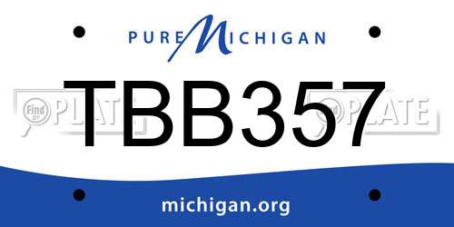 TBB357 Michigan License Plate
