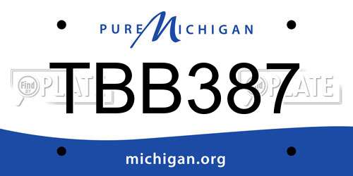 TBB387 Michigan License Plate