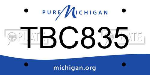 TBC835 Michigan License Plate