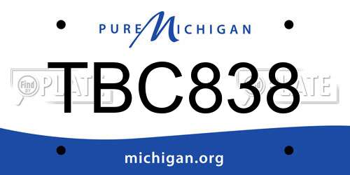 TBC838 Michigan License Plate